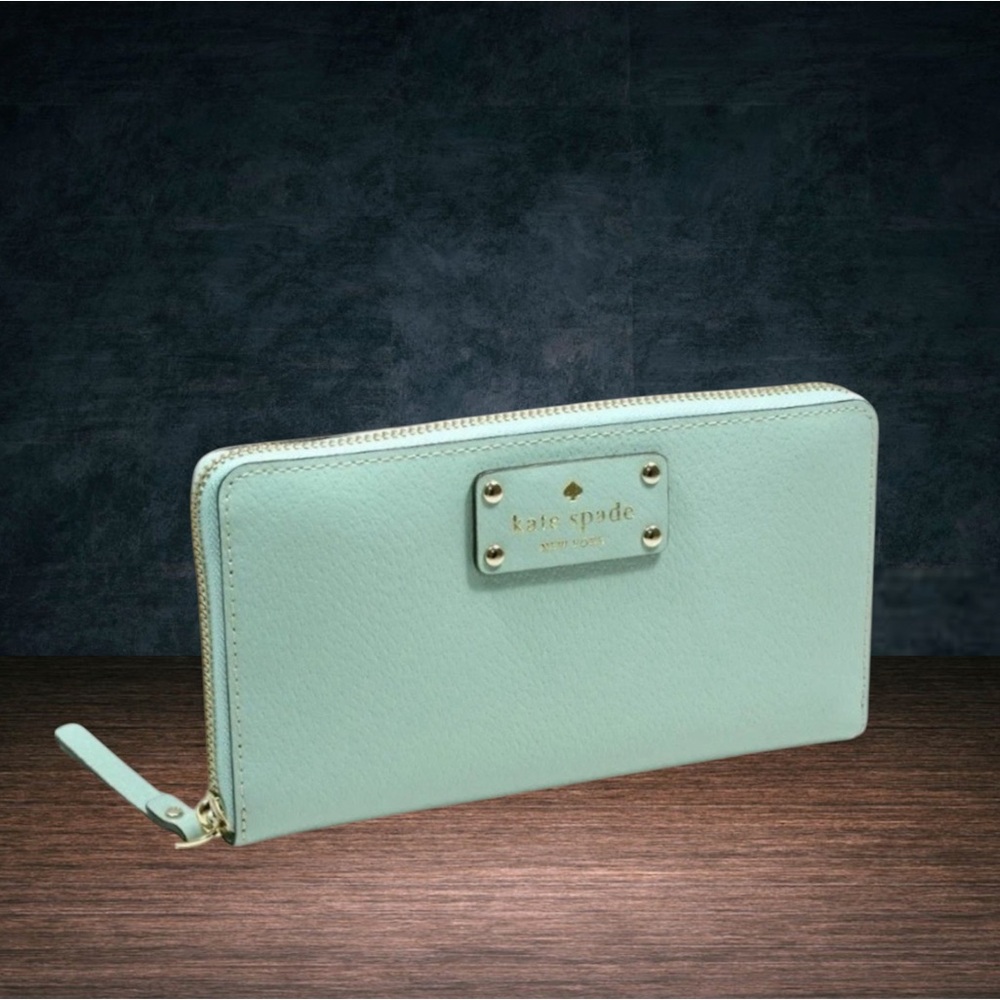 🌺KATE SPADE Leather NEDA WELLESLEY Long ZIP AROUND WALLET In Robins Egg